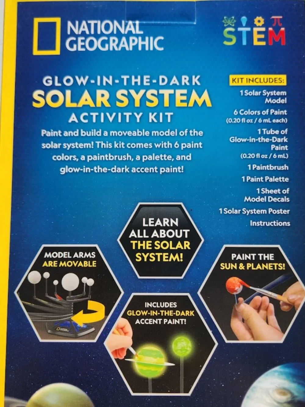 New National Geographic Glow-in-the-Dark Solar System Model Kit for Kids - Build